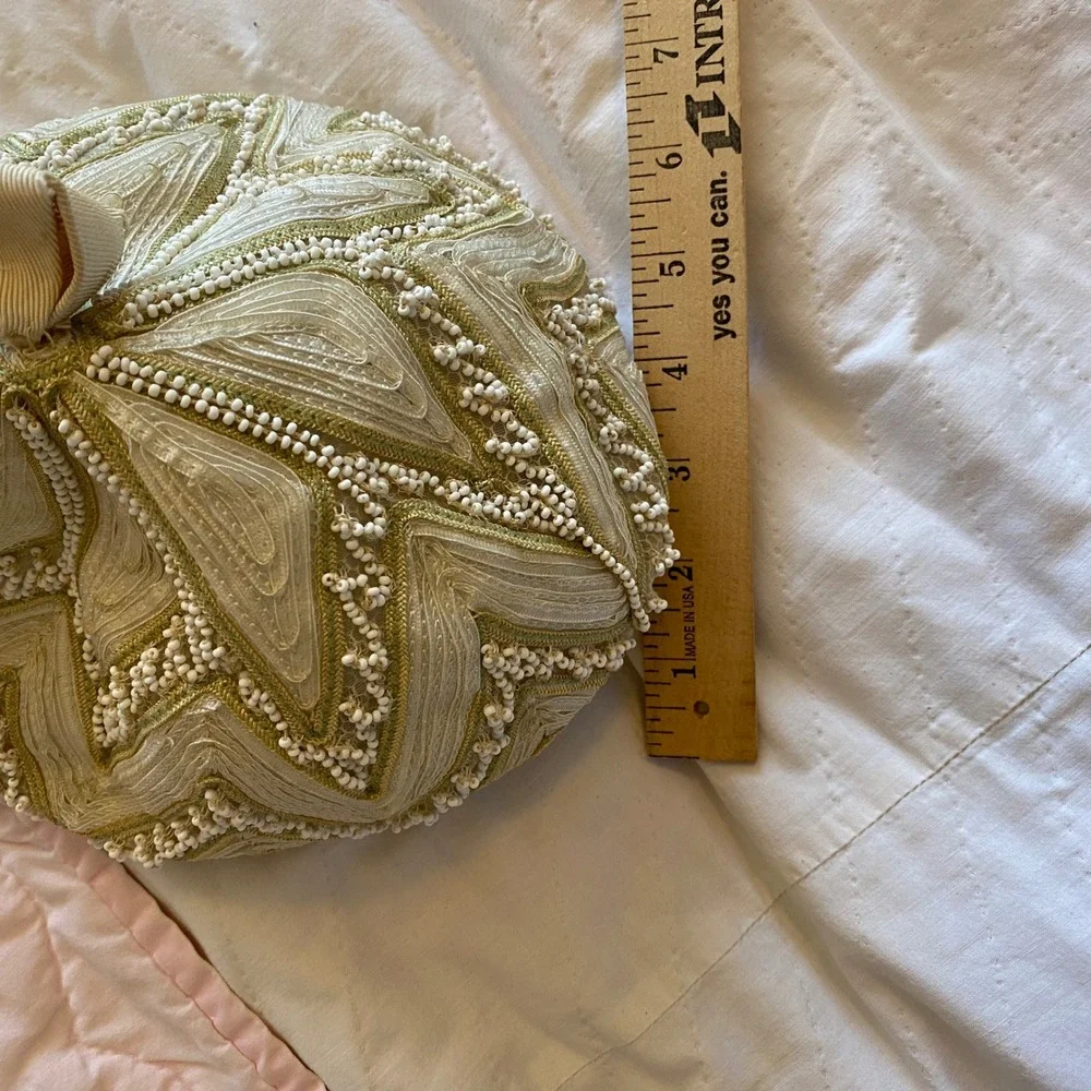 Gladys & Belle Ivory Beaded Soutache Halo Beret Cocktail‎ Hat Bridal OS